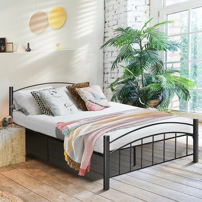 Modern Platform Bed With Headboard, Full Size, Black Simple Bed Frame at Gallery Canada