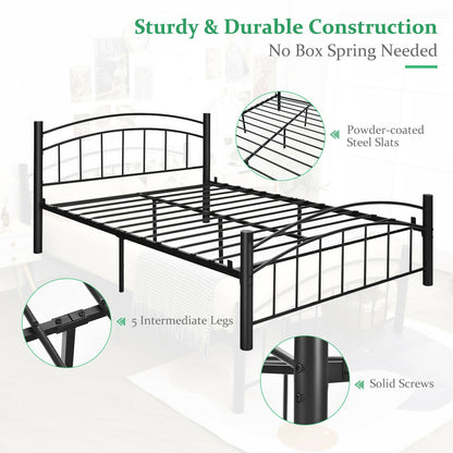 Modern Platform Bed With Headboard, Full Size, Black Simple Bed Frame at Gallery Canada