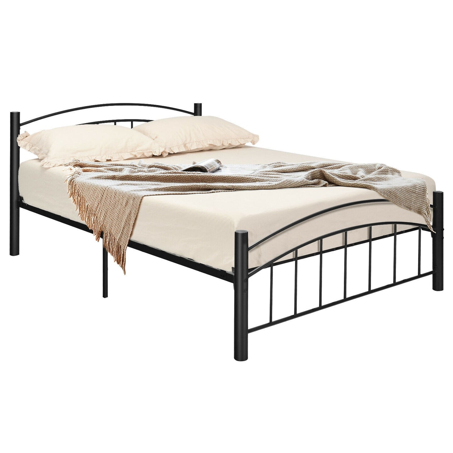 Modern Platform Bed With Headboard, Full Size, Black Simple Bed Frame at Gallery Canada
