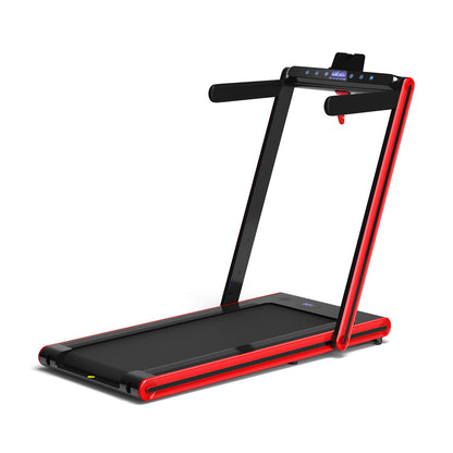 2-in-1 Folding Treadmill 2.25HP Jogging Machine with Dual LED Display, Red Treadmills at Gallery Canada