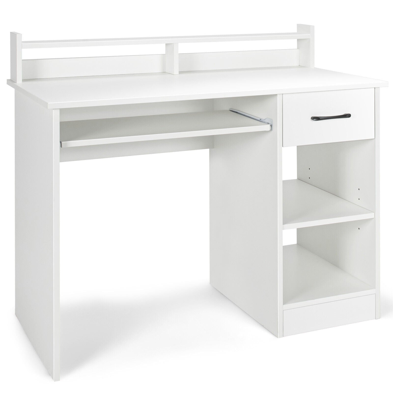 Study Laptop Table With Drawer, Keyboard Tray, White Computer Desks White at Gallery Canada