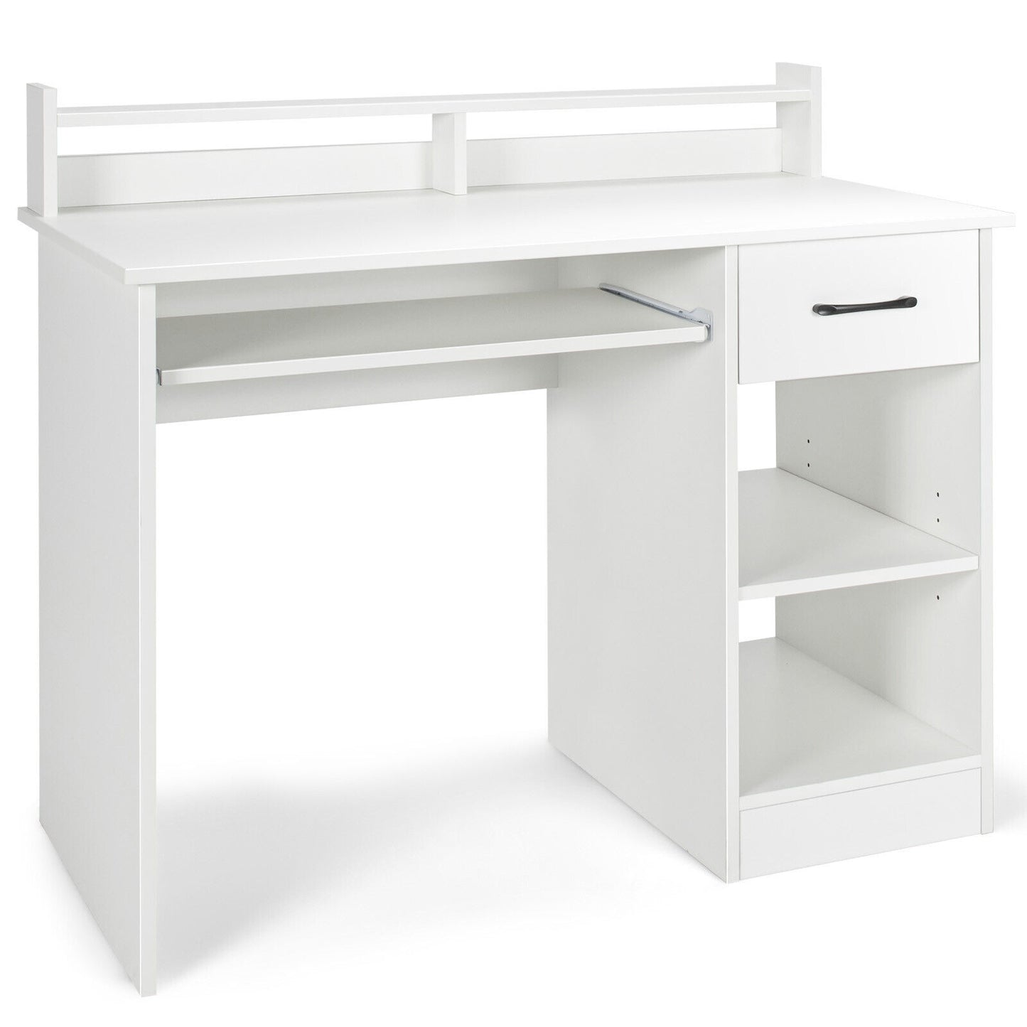 Study Laptop Table With Drawer, Keyboard Tray, White Computer Desks White at Gallery Canada