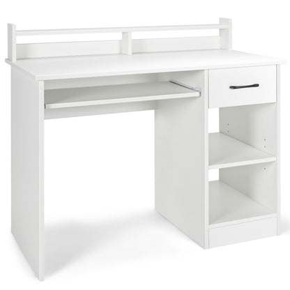Study Laptop Table With Drawer, Keyboard Tray, White Computer Desks White at Gallery Canada