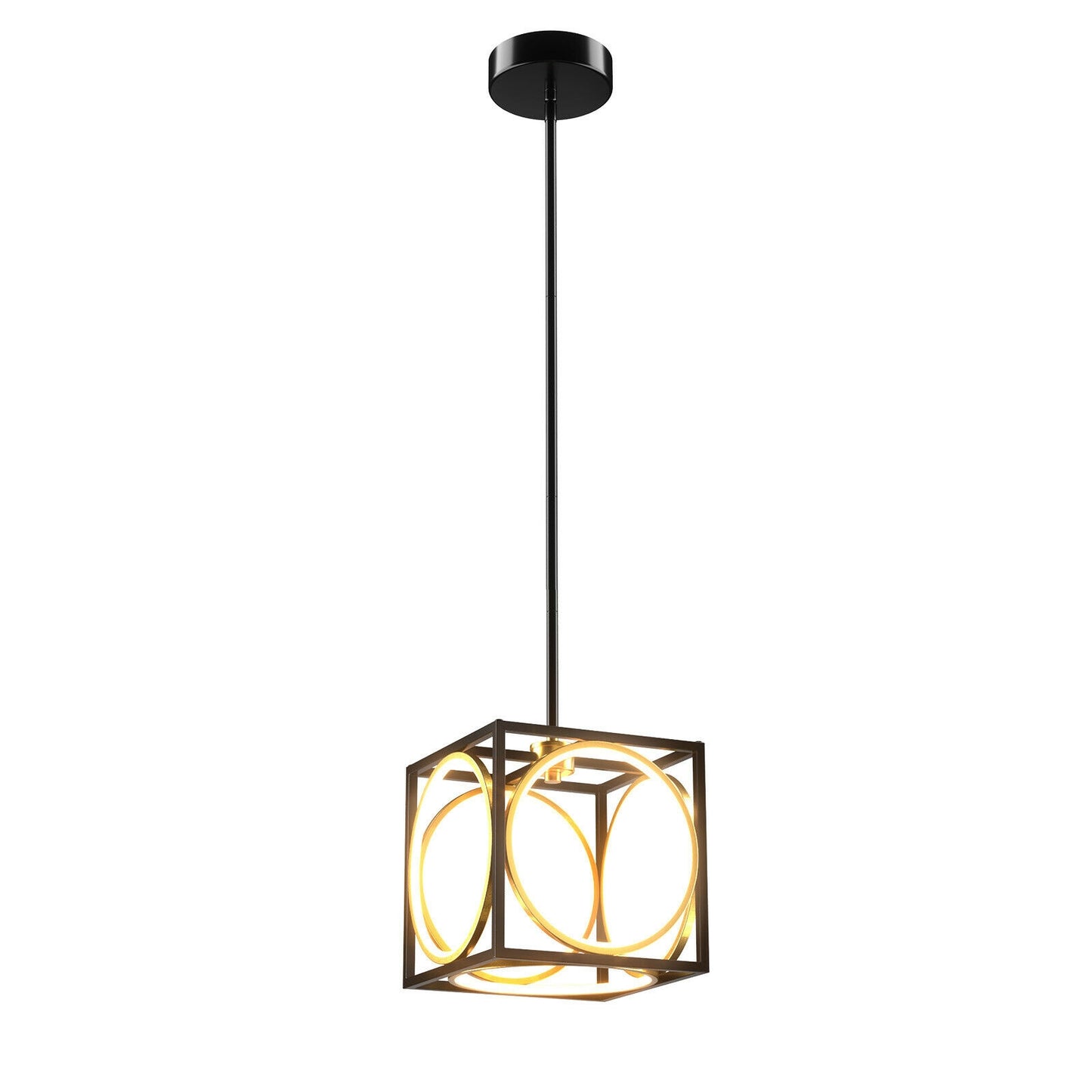 Modern LED Pendant Light, 42 Inches Adjustable Suspender, Black