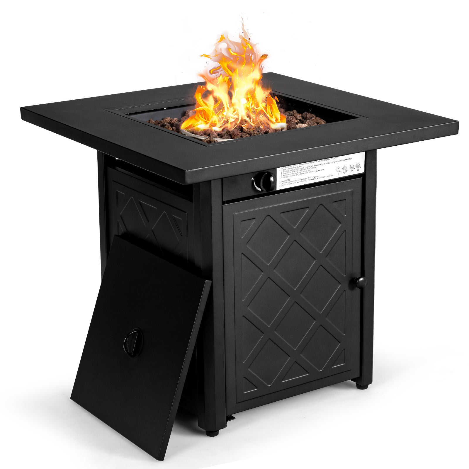 28 Inch Propane 50 000 BTU Patio Square Gas Fireplace with Lava Rock, Black Fire Pits at Gallery Canada