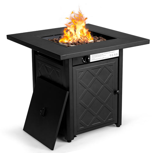 28 Inch Propane 50,000 BTU Patio Square Gas Fireplace, Black