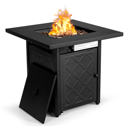 28 Inch Propane 50 000 BTU Patio Square Gas Fireplace with Lava Rock, Black Fire Pits Black at Gallery Canada