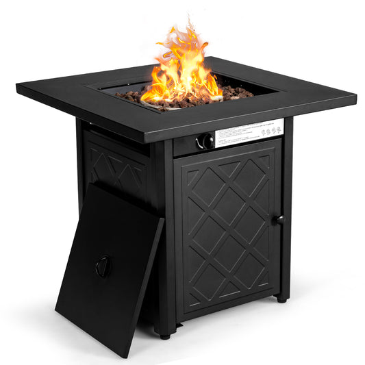 28 Inch Propane 50 000 BTU Patio Square Gas Fireplace with Lava Rock, Black Fire Pits Black at Gallery Canada