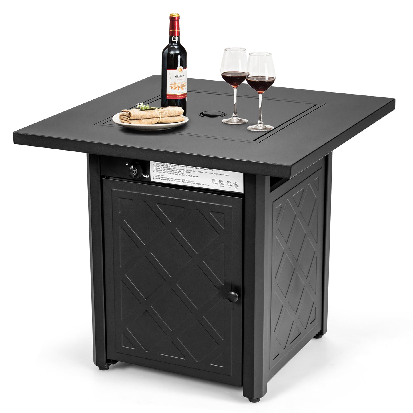 28 Inch Propane 50 000 BTU Patio Square Gas Fireplace with Lava Rock, Black Fire Pits at Gallery Canada