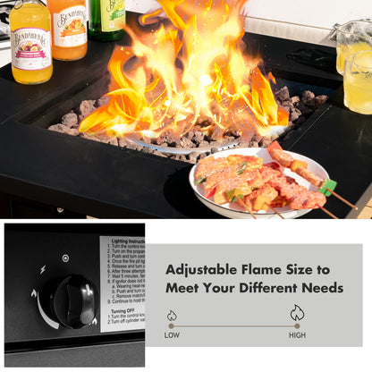 28 Inch Propane 50 000 BTU Patio Square Gas Fireplace with Lava Rock, Black Fire Pits at Gallery Canada