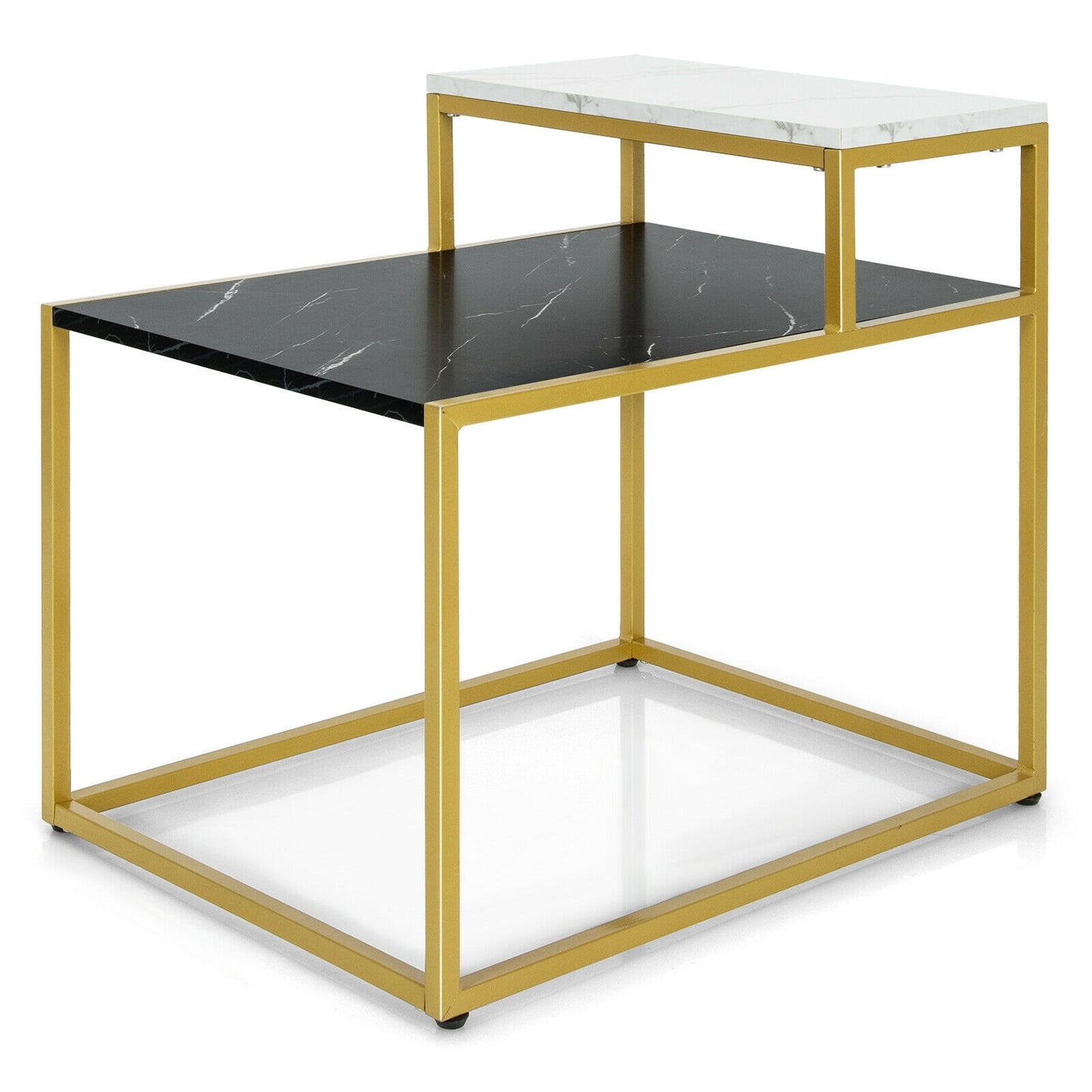 2 Tier End Side Table With Metal Frame, Storage Shelf, White End & Side Tables at Gallery Canada