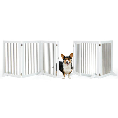 Barrière pour chien autoportante à 6 panneaux, pour escaliers, blanche