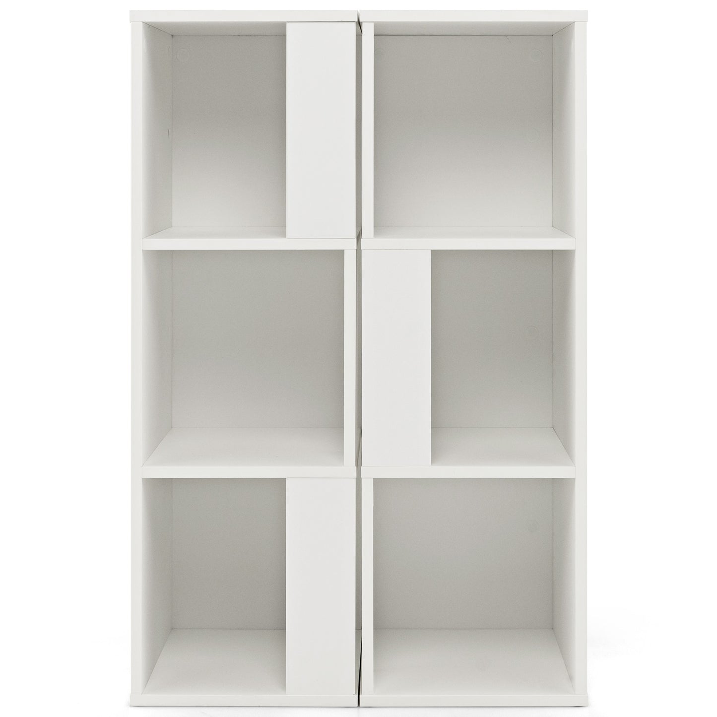 Bibliothèque à 3 niveaux et 6 cubes avec dispositif anti-basculement, blanc