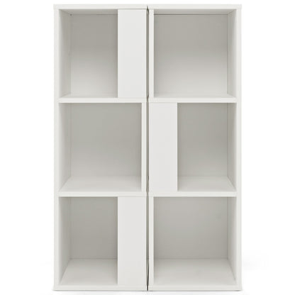 Bibliothèque à 3 niveaux et 6 cubes avec dispositif anti-basculement, blanc