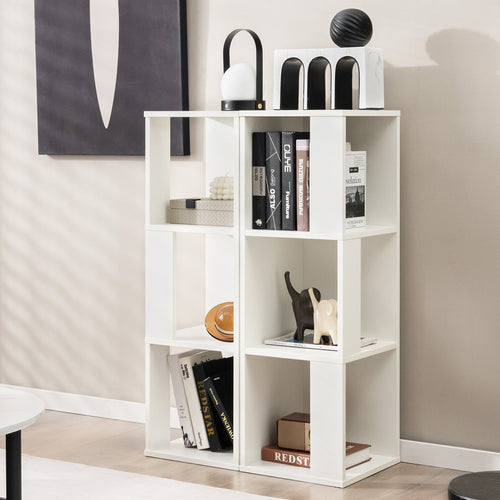 3-Tier 6 Cube Bookcase with Anti-Toppling Device, White