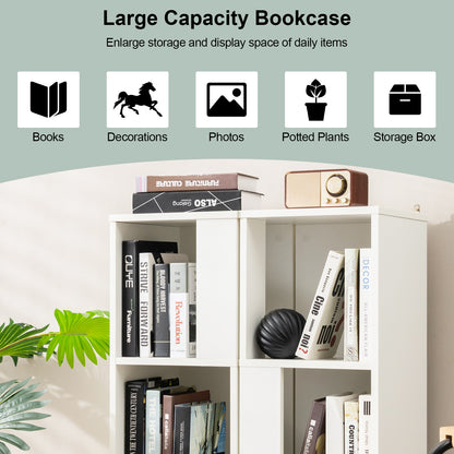 Bibliothèque à 3 niveaux et 6 cubes avec dispositif anti-basculement, blanc