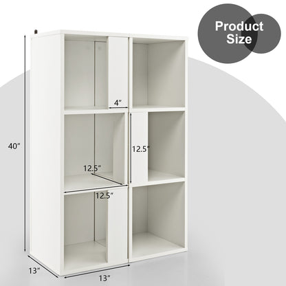 Bibliothèque à 3 niveaux et 6 cubes avec dispositif anti-basculement, blanc