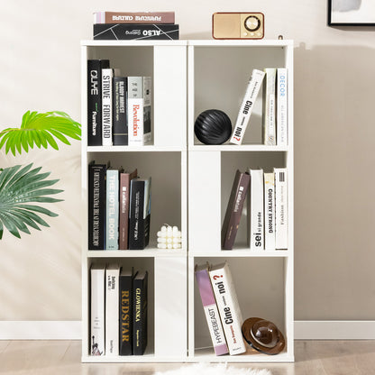 Bibliothèque à 3 niveaux et 6 cubes avec dispositif anti-basculement, blanc