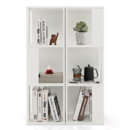 Bibliothèque à 3 niveaux et 6 cubes avec dispositif anti-basculement, blanc