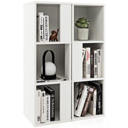 Bibliothèque à 3 niveaux et 6 cubes avec dispositif anti-basculement, blanc