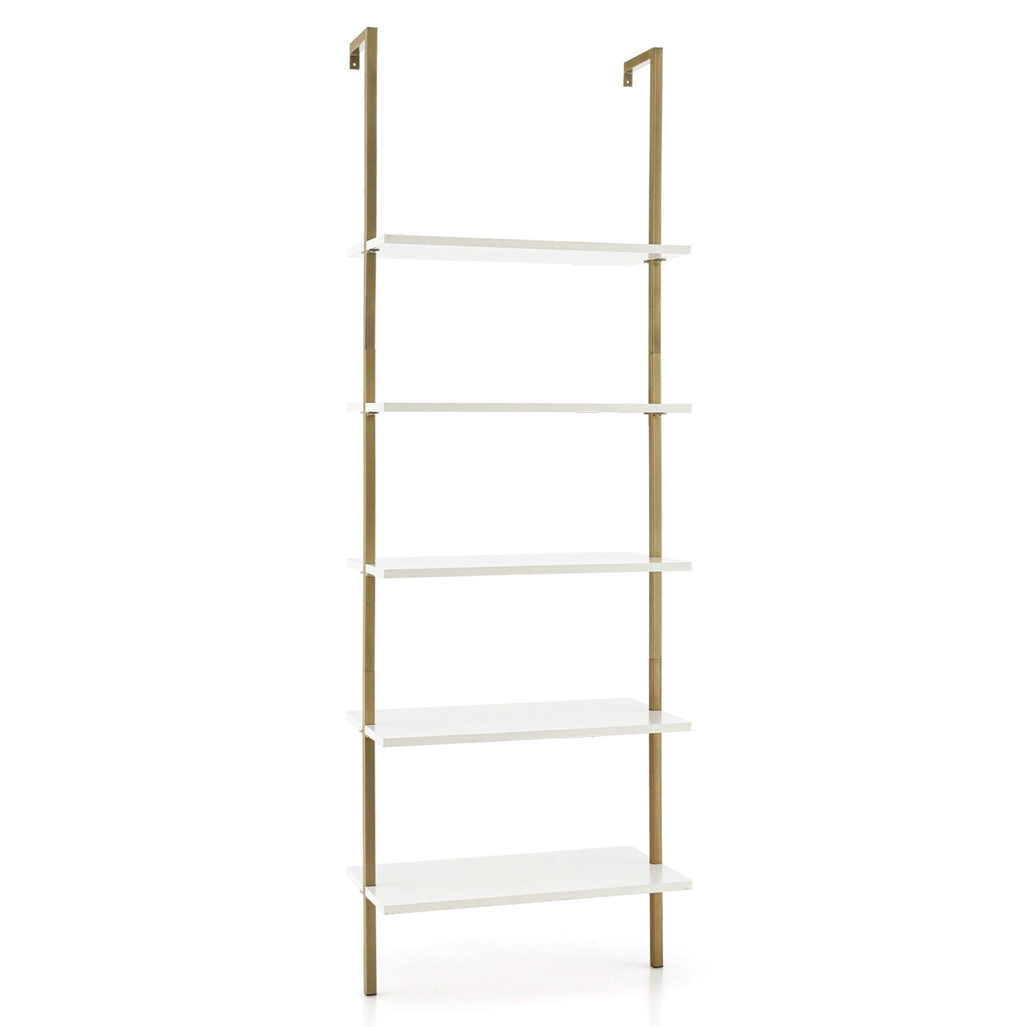 5-Tier Ladder Shelf Wall-Mounted Bookcase, Golden