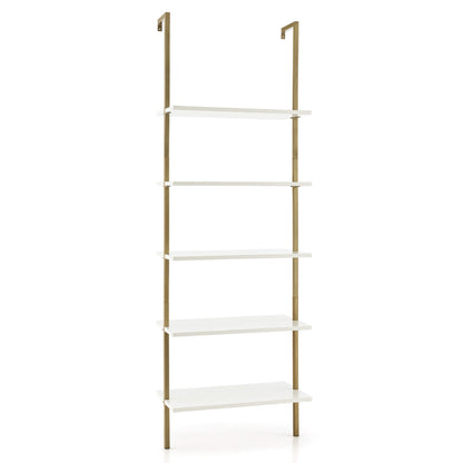 5-Tier Ladder Shelf Wall-Mounted Bookcase, Golden