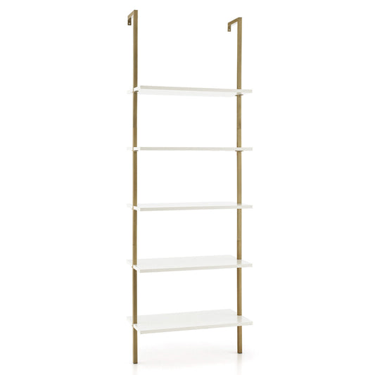 5-Tier Ladder Shelf Wall-Mounted Bookcase, Golden Bookcases Golden at Gallery Canada