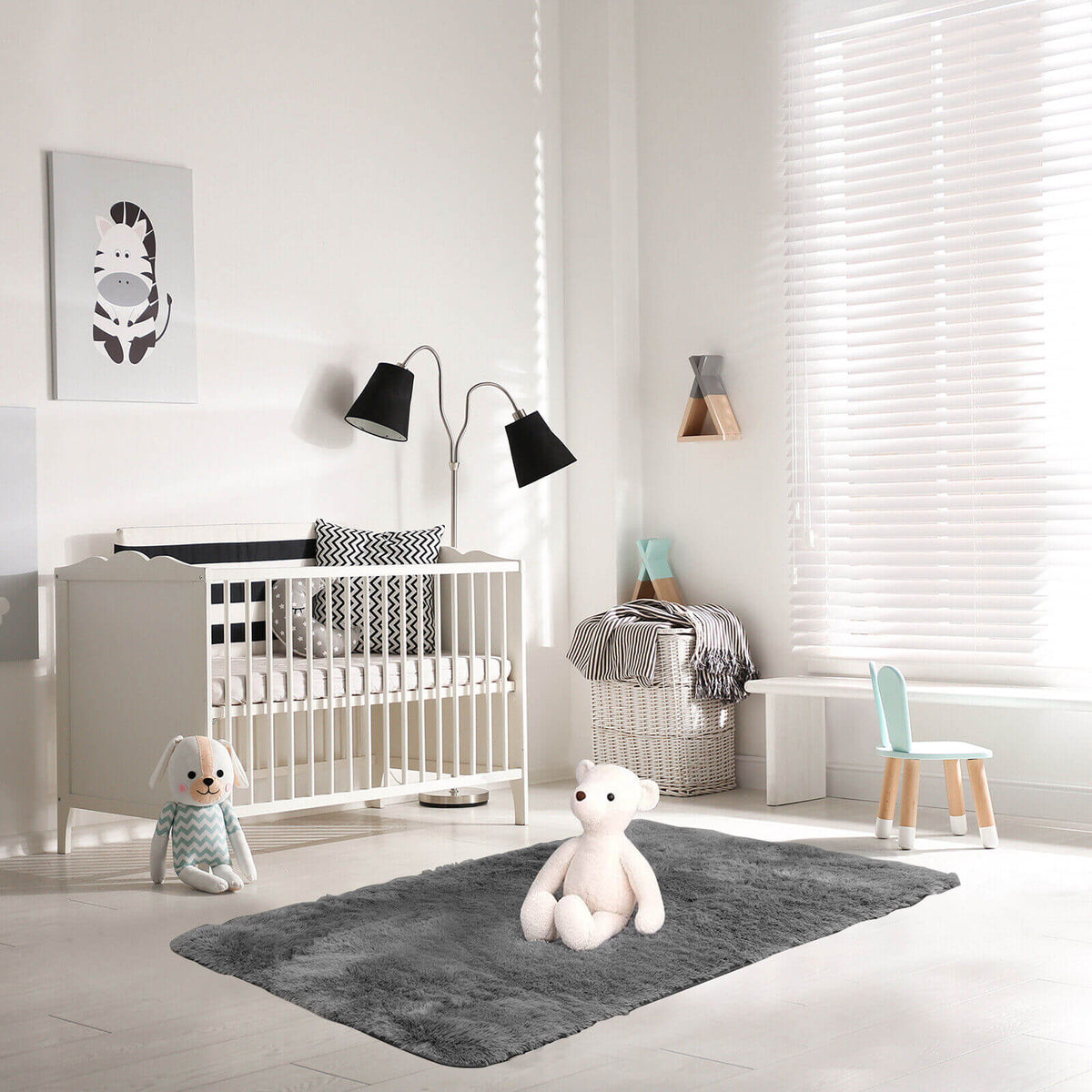 4 x 6 Feet Shag Rug, Non-Slip Grip Dots, Gray Rugs at Gallery Canada