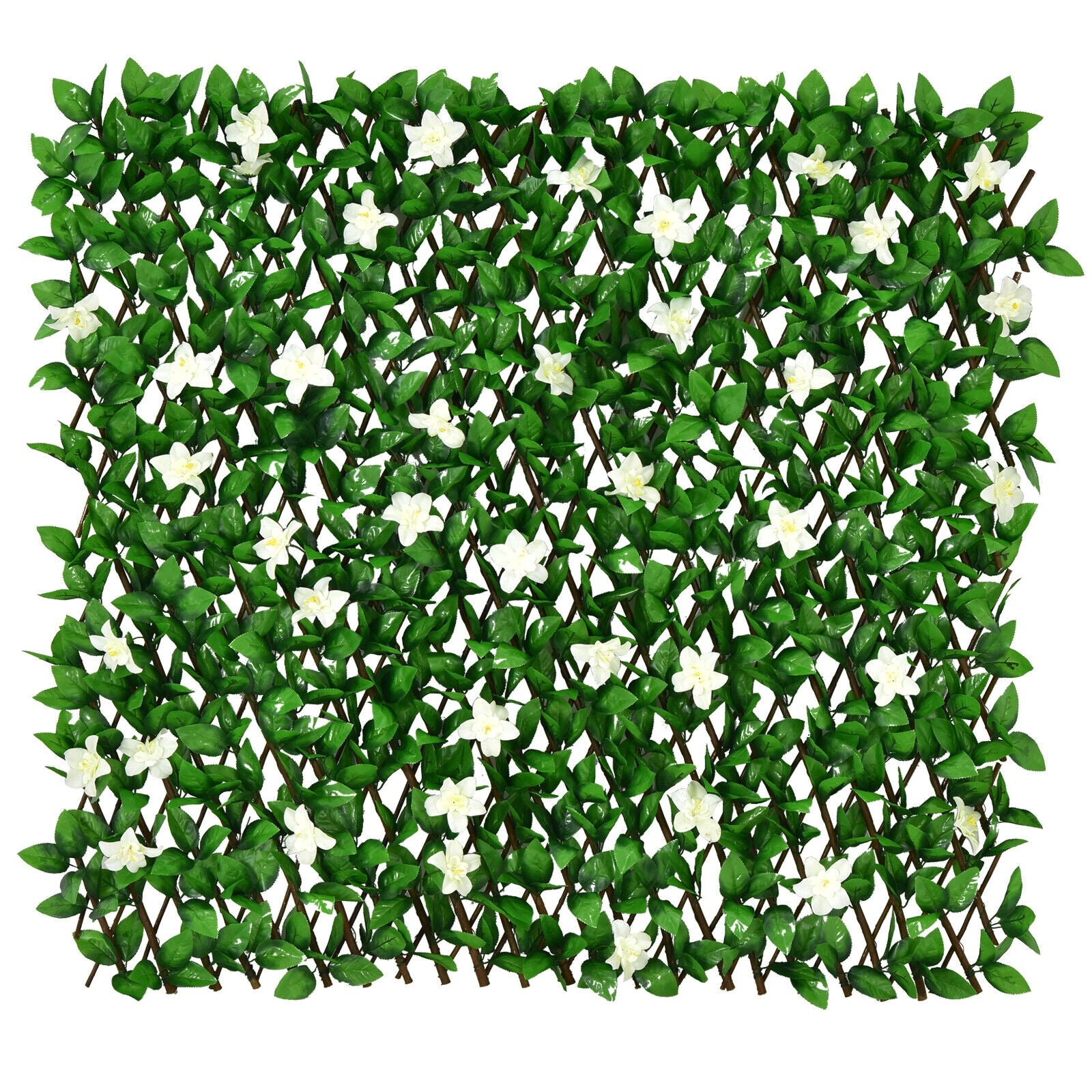 4 Pieces Expandable Faux Ivy Privacy Screen Fence Panel Pack with Flower, White Decorative Fencing & Flooring White at Gallery Canada