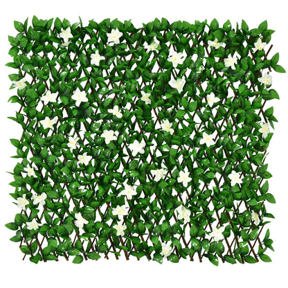 4 Pieces Expandable Faux Ivy Privacy Screen Fence Panel Pack with Flower, White Decorative Fencing & Flooring White at Gallery Canada