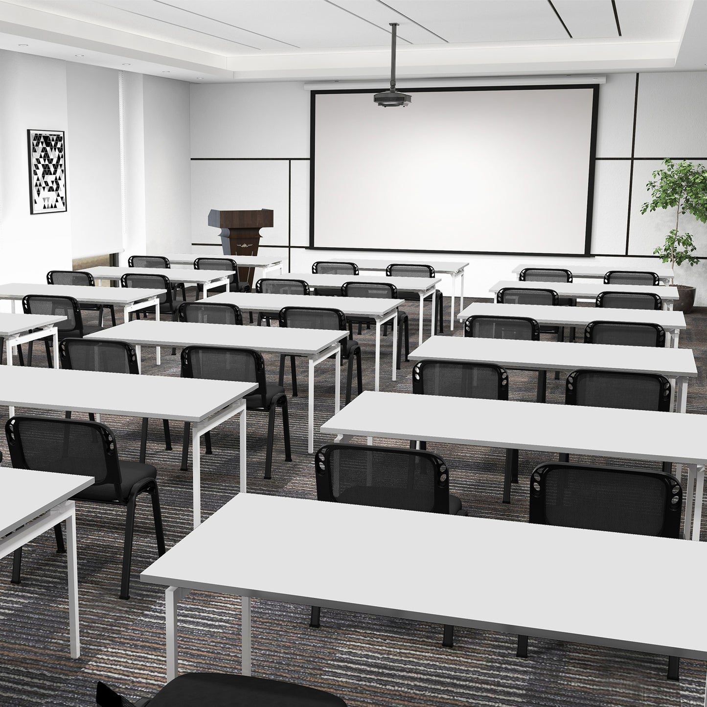 Set of 5 Stackable Conference Chairs with Mesh Back, Black Conference Chairs at Gallery Canada