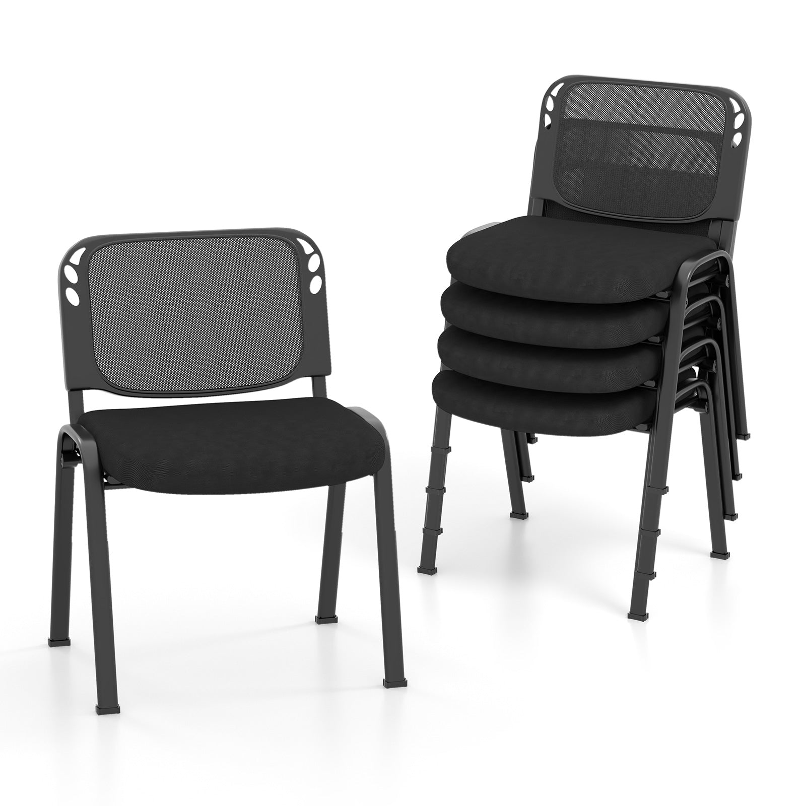 Set of 5 Stackable Conference Chairs with Mesh Back, Black Conference Chairs Black at Gallery Canada