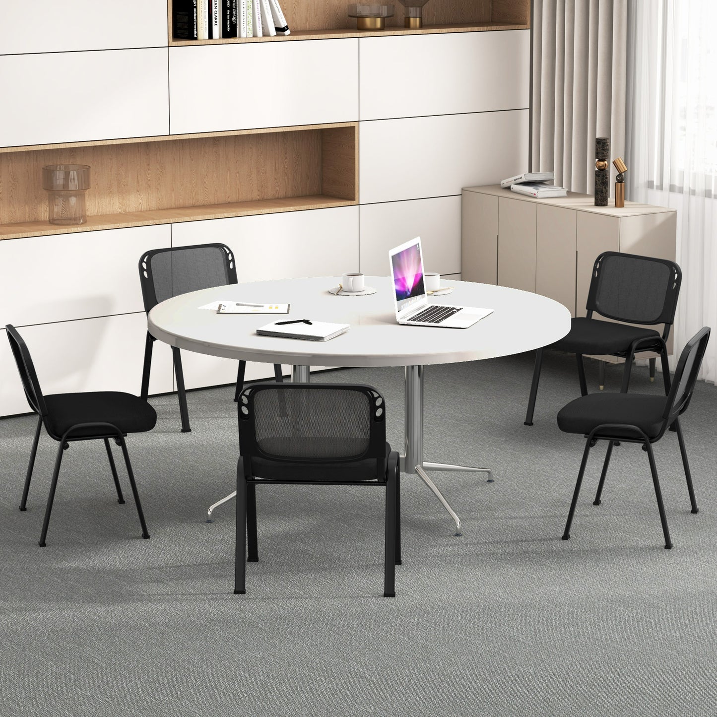 Set of 5 Stackable Conference Chairs with Mesh Back, Black Conference Chairs at Gallery Canada
