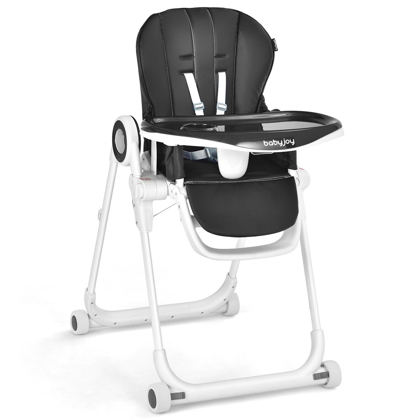 Baby High Chair, Foldable Feeding Chair, 4 Lockable Wheels, Black High Chairs Black at Gallery Canada