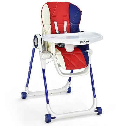 Baby High Chair Foldable Feeding Chair with 4 Lockable Wheels, Red High Chairs at Gallery Canada