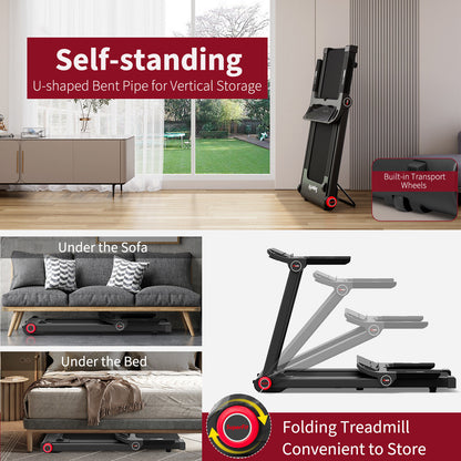 3.75HP Folding Treadmill With App, 12 Programs, Black Treadmills at Gallery Canada
