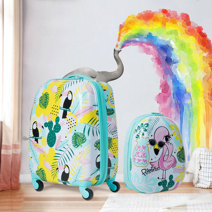 2 Pieces Kid's Luggage Set 12-inch Backpack and 16-inch Rolling Suitcase Travel, Multicolor Kids Luggage at Gallery Canada