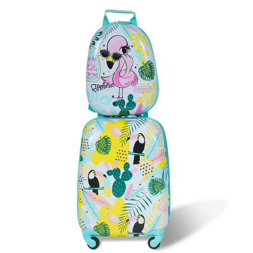 Kids Luggage Set, 12-inch Backpack, 16-inch Rolling Suitcase, Multicolor