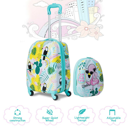 2 Pieces Kid's Luggage Set 12-inch Backpack and 16-inch Rolling Suitcase Travel, Multicolor Kids Luggage at Gallery Canada
