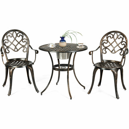 3 Pieces Outdoor Set Patio Bistro with Attached Removable Ice Bucket, Bronze Patio Conversation Sets at Gallery Canada