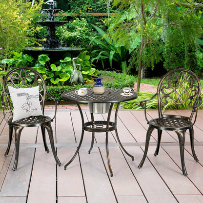 3 Pieces Outdoor Set Patio Bistro with Attached Removable Ice Bucket, Bronze Patio Conversation Sets at Gallery Canada
