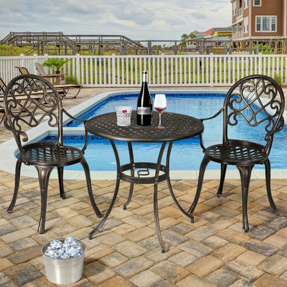 3 Pieces Outdoor Set Patio Bistro with Attached Removable Ice Bucket, Bronze Patio Conversation Sets at Gallery Canada