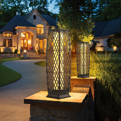 Solar-Powered Diamond Wicker Floor Lamp, 2 Pieces, Brown Table & Floor Lamps at Gallery Canada
