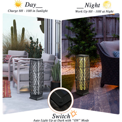 Solar-Powered Diamond Wicker Floor Lamp, 2 Pieces, Brown Table & Floor Lamps at Gallery Canada