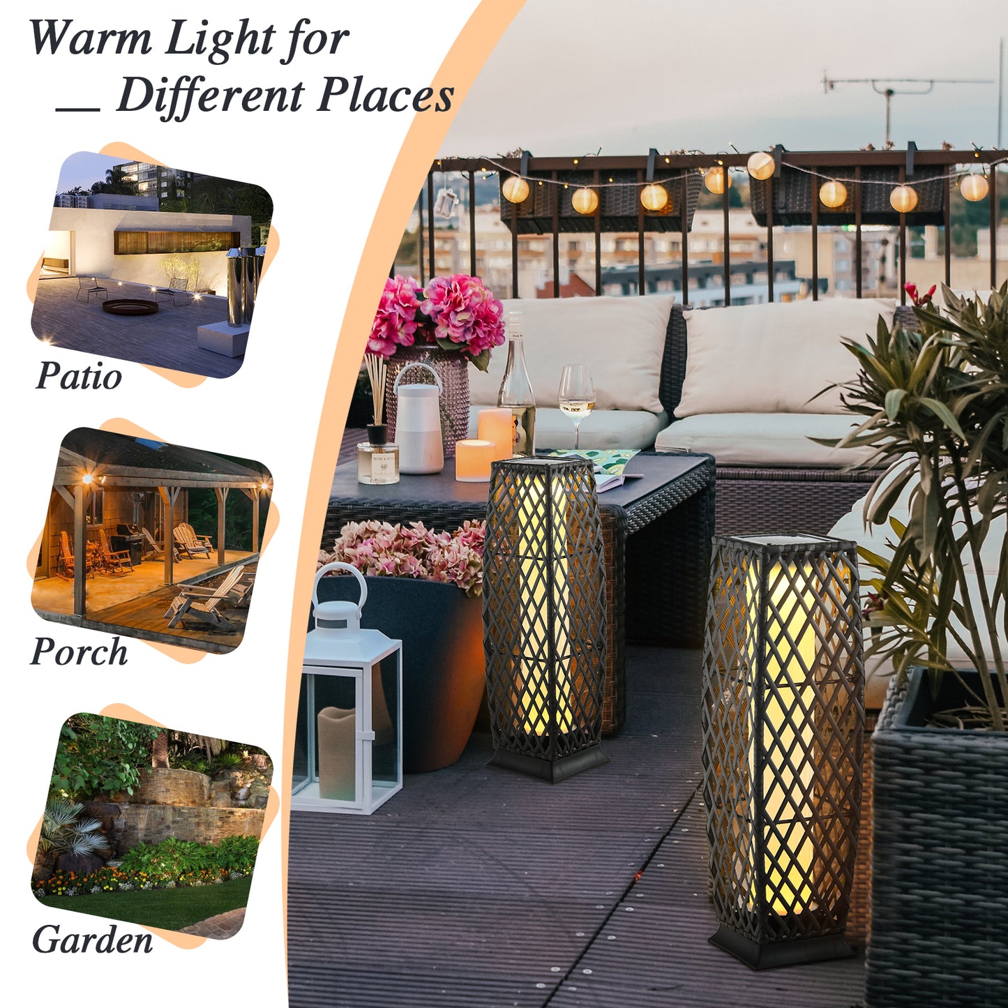 Solar-Powered Diamond Wicker Floor Lamp, 2 Pieces, Brown Table & Floor Lamps at Gallery Canada