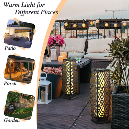 Solar-Powered Diamond Wicker Floor Lamp, 2 Pieces, Brown Table & Floor Lamps at Gallery Canada