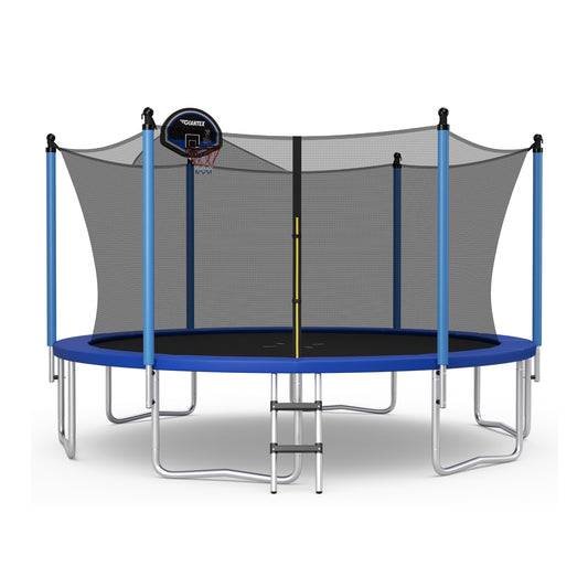 Outdoor Trampoline With Ladder, Enclosure Net, 12 ft, Black Trampolines Black at Gallery Canada