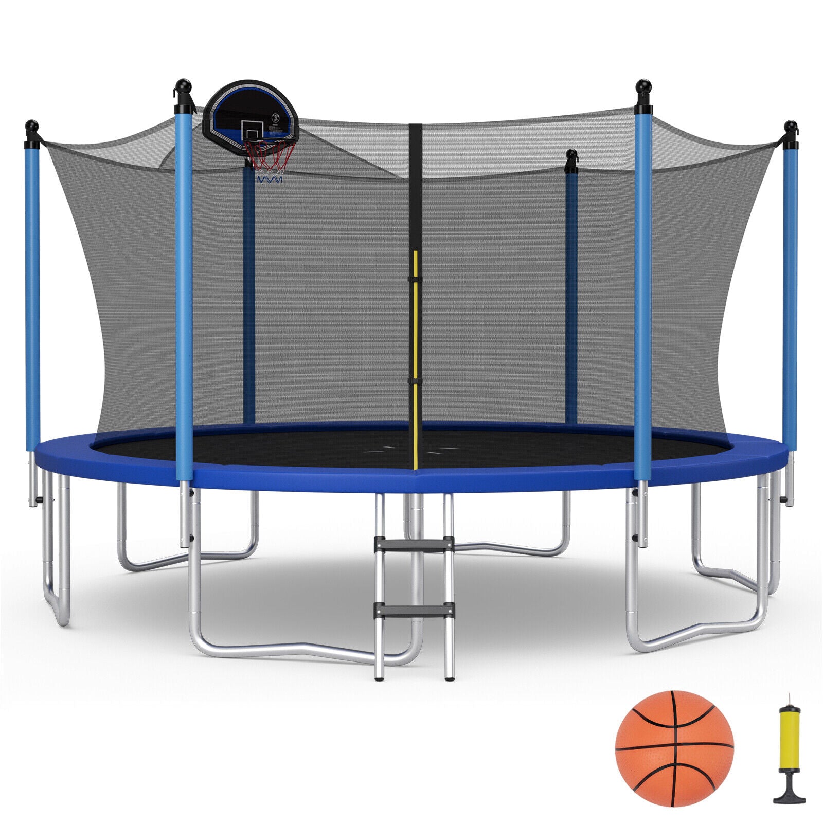 Outdoor Recreational Trampoline with Ladder and Enclosure Net-12 ft, Black Trampolines at Gallery Canada