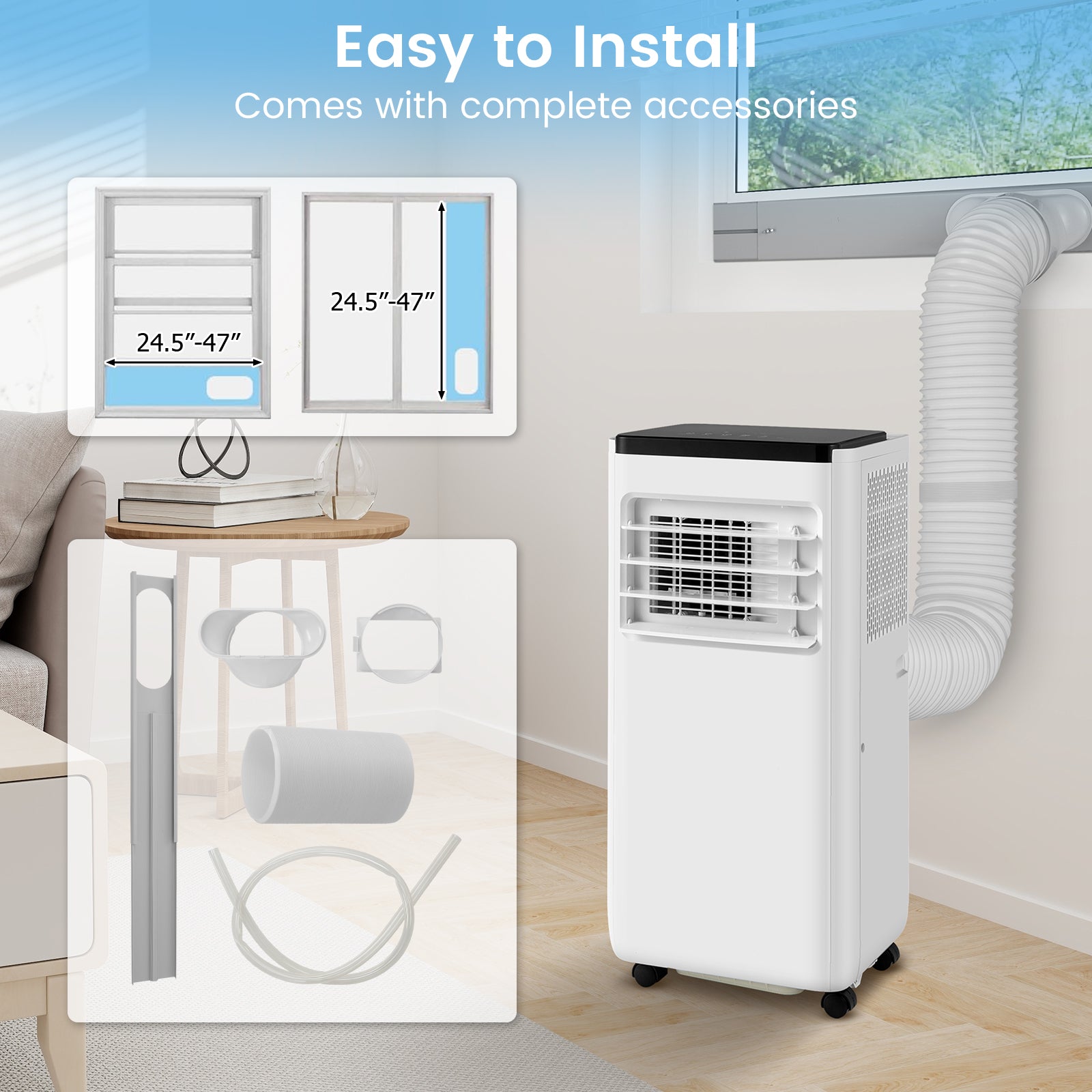 8000 BTU Portable Air Conditioner with Remote Control Cools up to 250 Sq.Ft, White Portable Air Conditioners at Gallery Canada