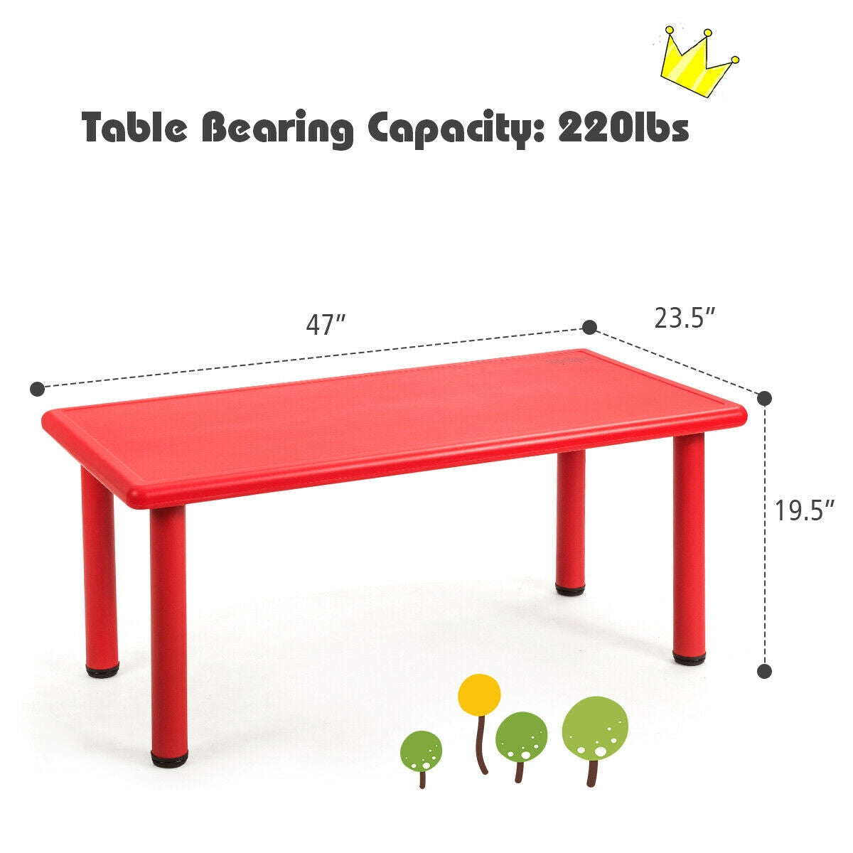 Kids Plastic Rectangular Table, Red Kids Table & Chair Sets at Gallery Canada